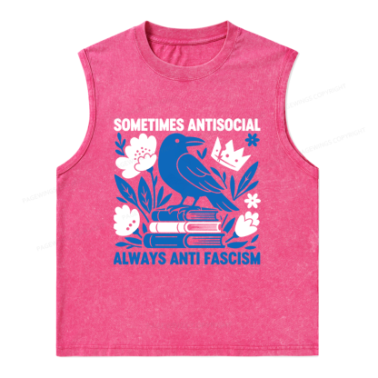 Pagewings Anti Fascism Unisex Washed Tank Top