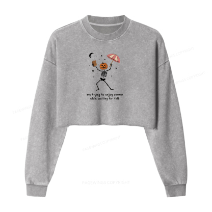 Pagewings Waiting For Fall Washed Crop Sweatshirt