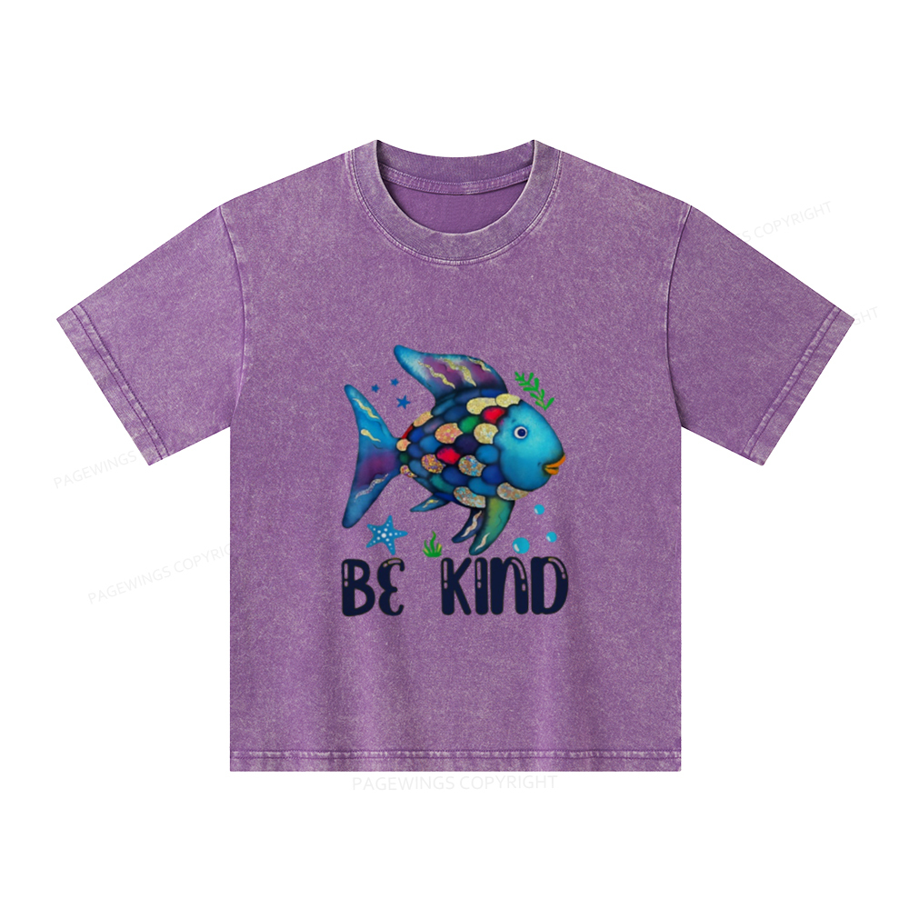 Pagewings Be Kind Book Unisex Kids Washed T-shirt
