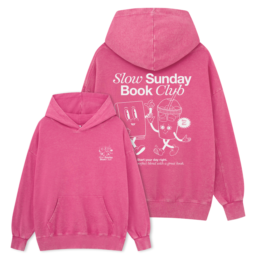 Pagewings Slow Sunday Book Club Unisex Washed Hoodie