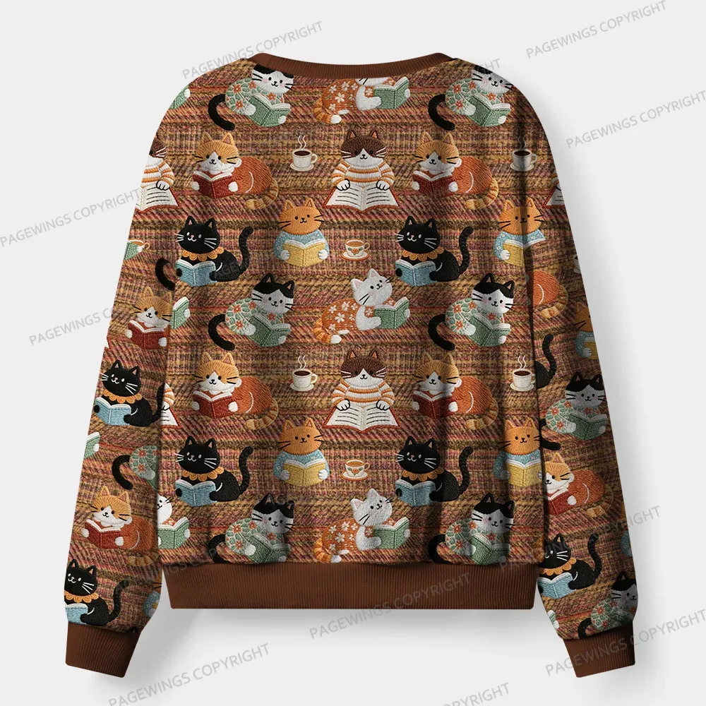 Pagewings Just A Cat Who Love Reading Unisex Flannel Pajama Set