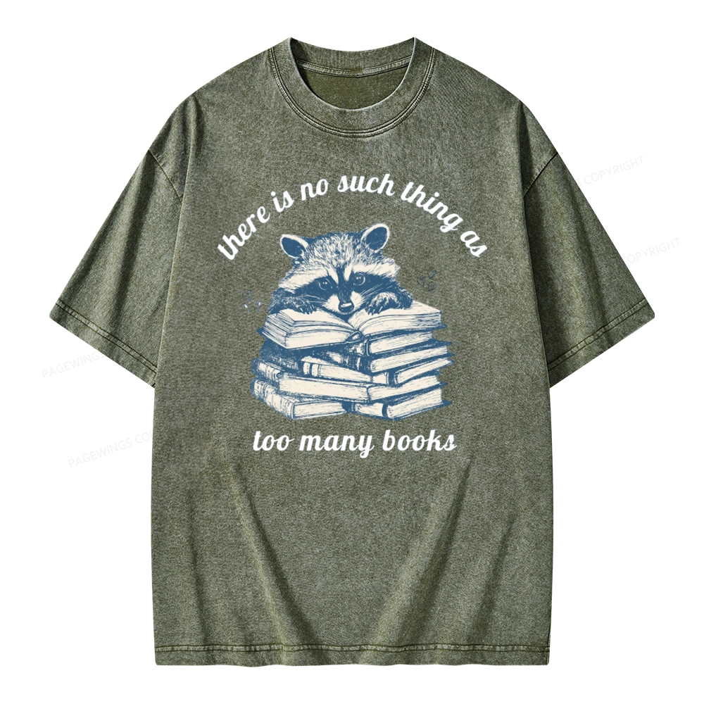 Pagewing Book Lover Raccoon Unisex Washed T-shirt