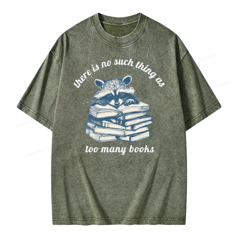 Pagewing Book Lover Raccoon Unisex Washed T-shirt