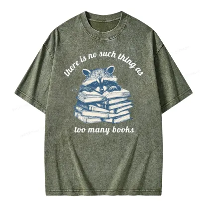 Pagewing Book Lover Raccoon Unisex Washed T-shirt