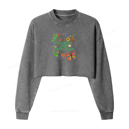 Pagewing Progress Over Perfection Washed Crop Sweatshirt