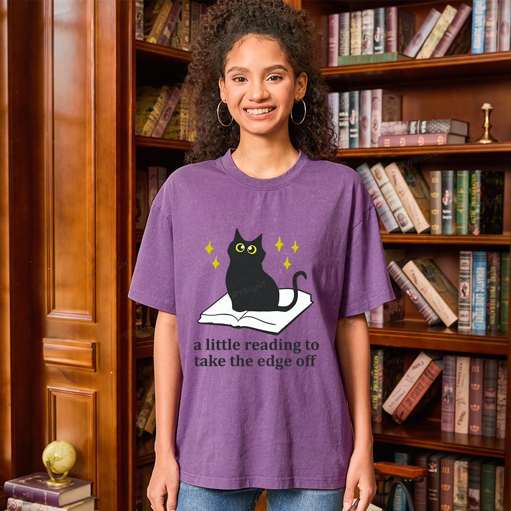 Pagewings A Little Reading To Take The Edge Off  Unisex Washed T-shirt