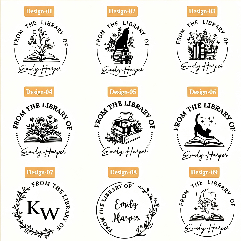 Pagewings Personalized Name Library Stamp