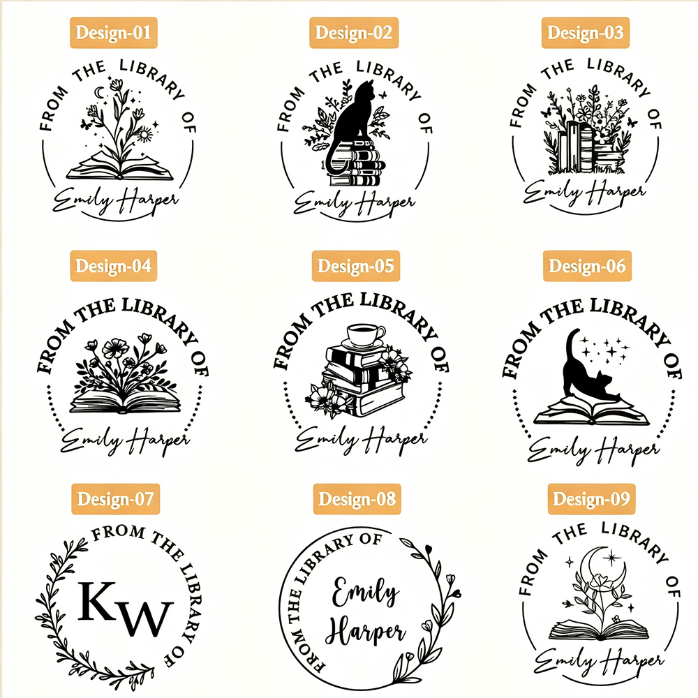 Pagewings Personalized Name Library Stamp