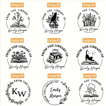 Pagewings Personalized Name Library Stamp