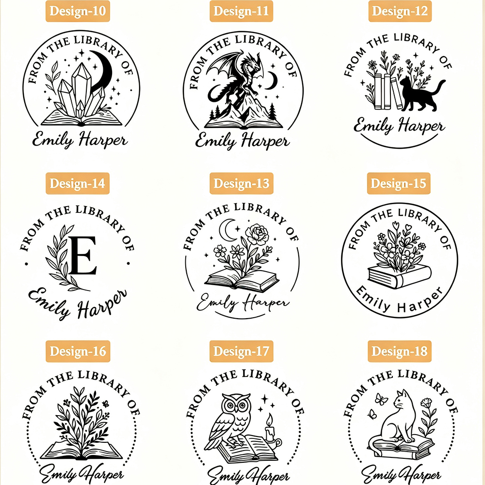 Pagewings Personalized Name Library Stamp