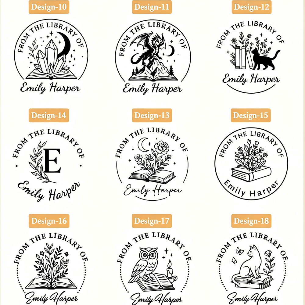 Pagewings Personalized Name Library Stamp