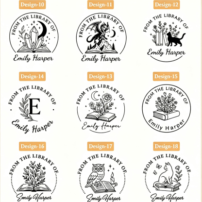 Pagewings Personalized Name Library Stamp