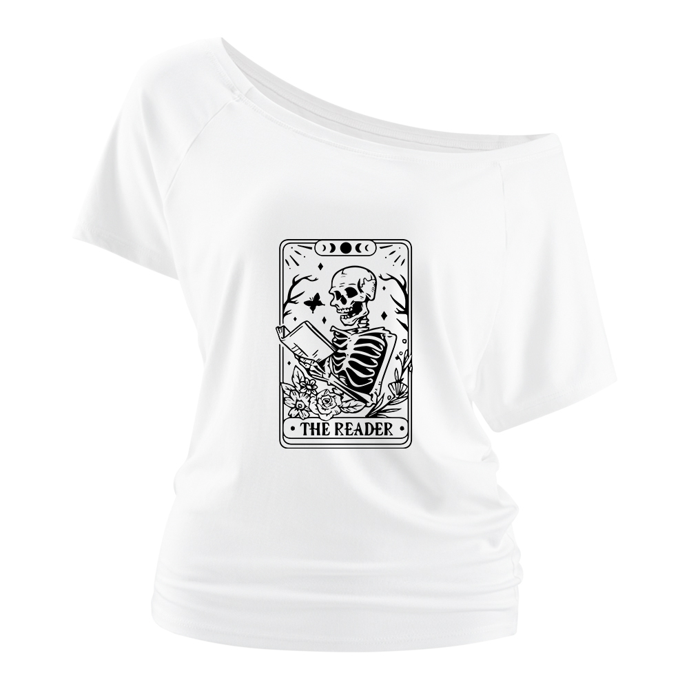 Pagewings Halloween The Reader Tarot Card  Off Shoulder Top