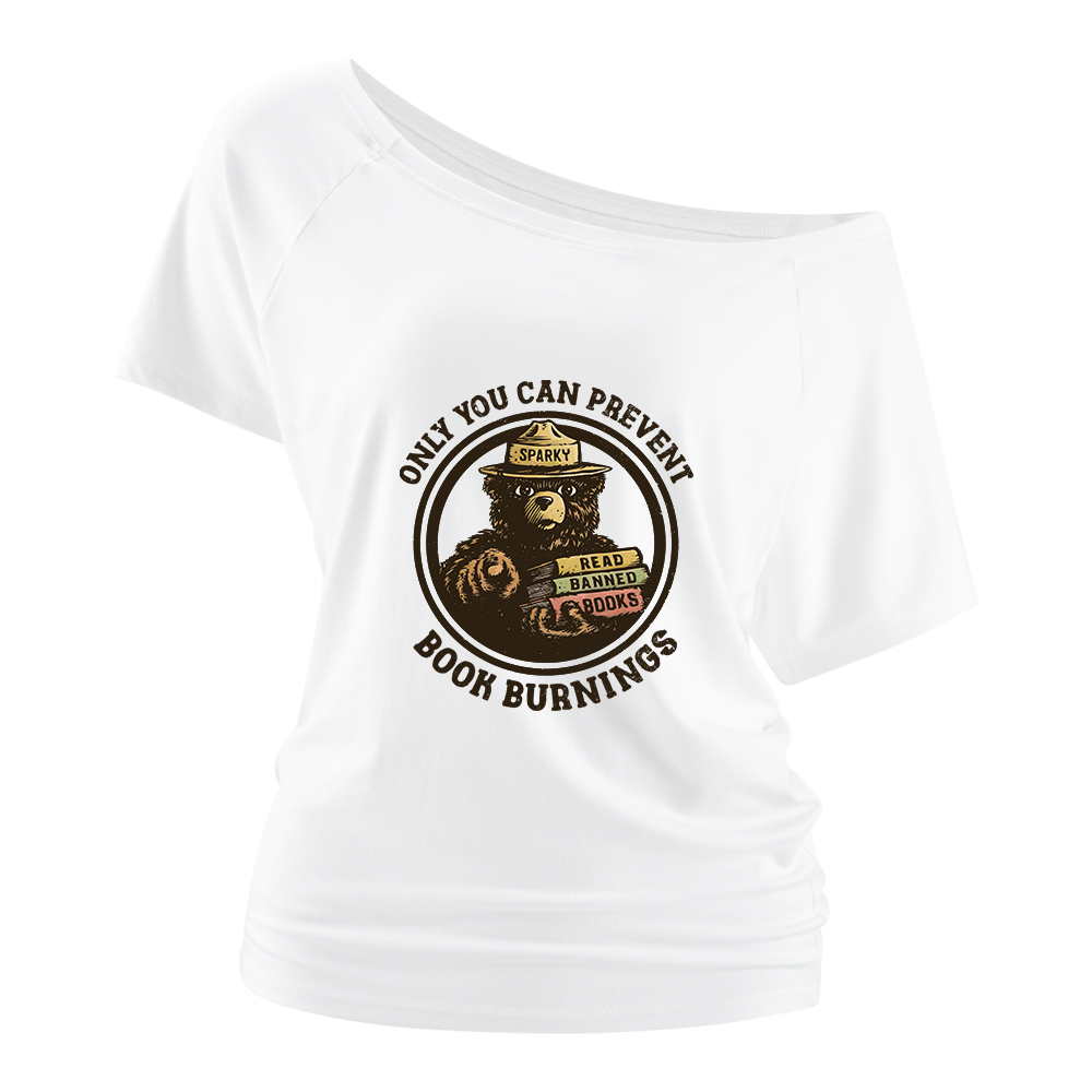 Pagewings Only You Can Prevent Book Burnings Off Shoulder Top