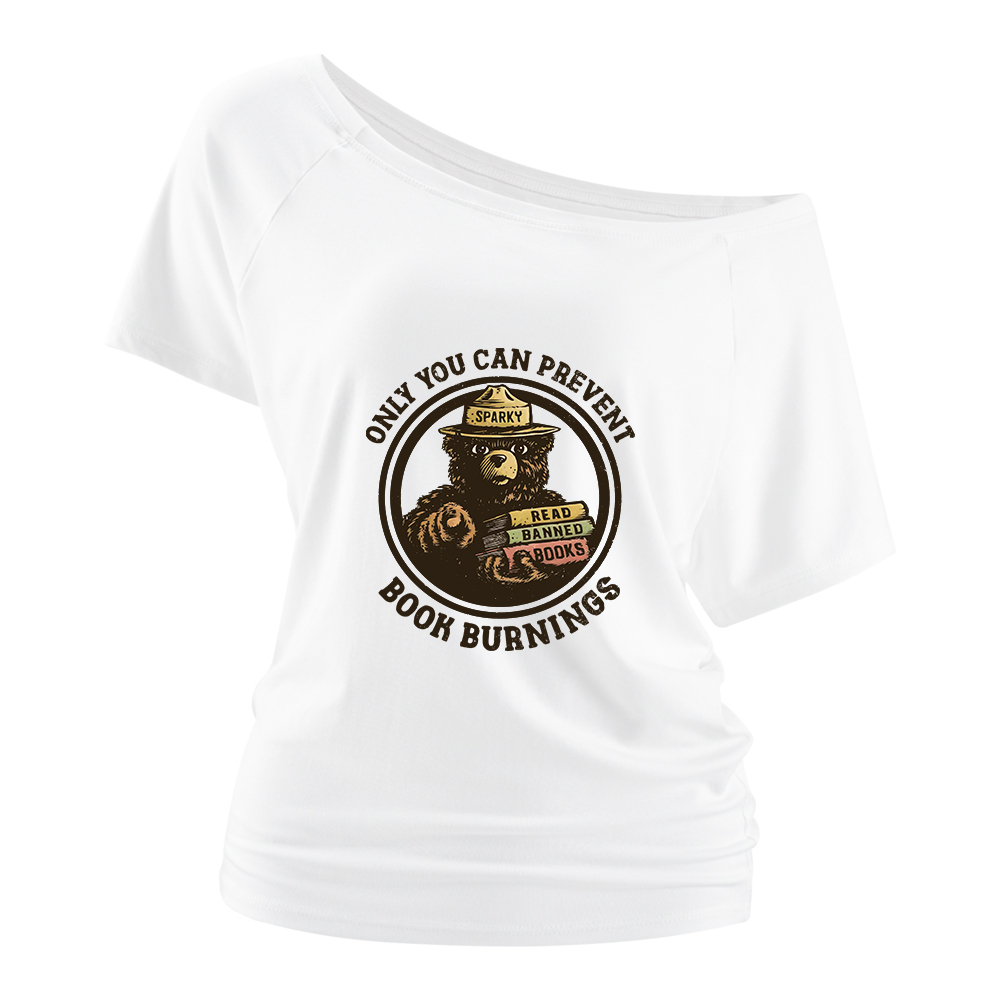 Pagewings Only You Can Prevent Book Burnings Off Shoulder Top