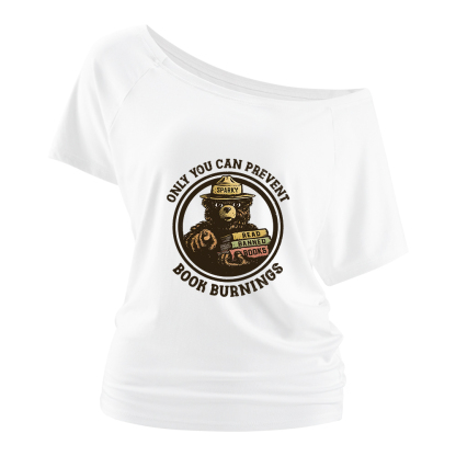 Pagewings Only You Can Prevent Book Burnings Off Shoulder Top