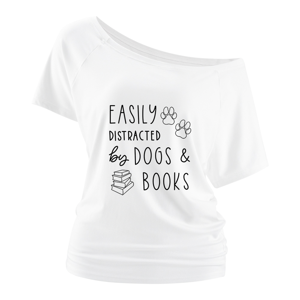 Pagewings Dogs And Books Off Shoulder Top