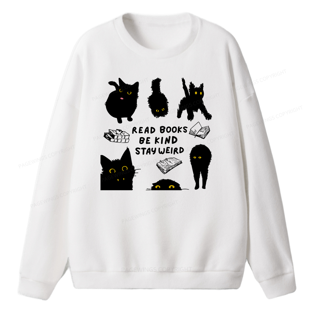 Pagewings Read Books Be Kind Stay Weird Unisex Knit Sweatshirt