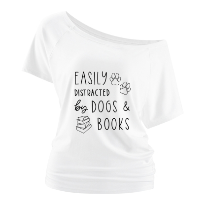 Pagewings Dogs And Books Off Shoulder Top
