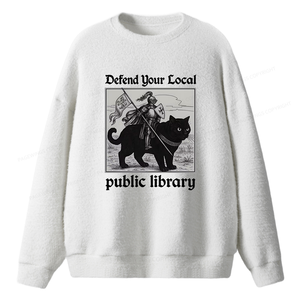 Pagewings Defend Your Local public library Unisex Knit Sweatshirt