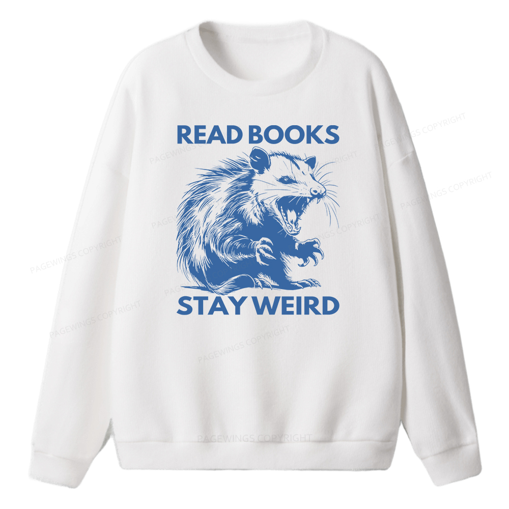 Pagewings Read Books Stay Weird Unisex Knit Sweatshirt