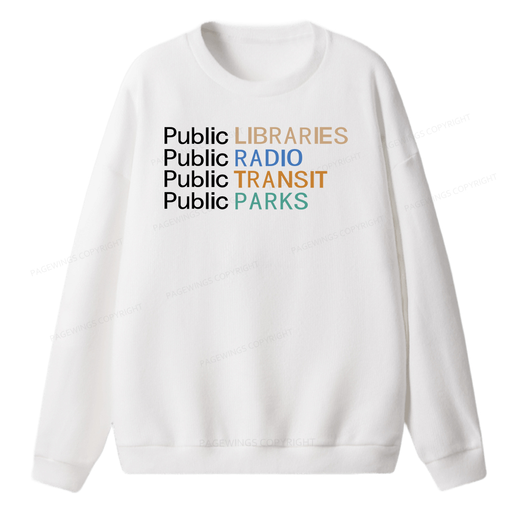 Pagewings Public Libraries Radio Transit Parks Unisex Knit Sweatshirt