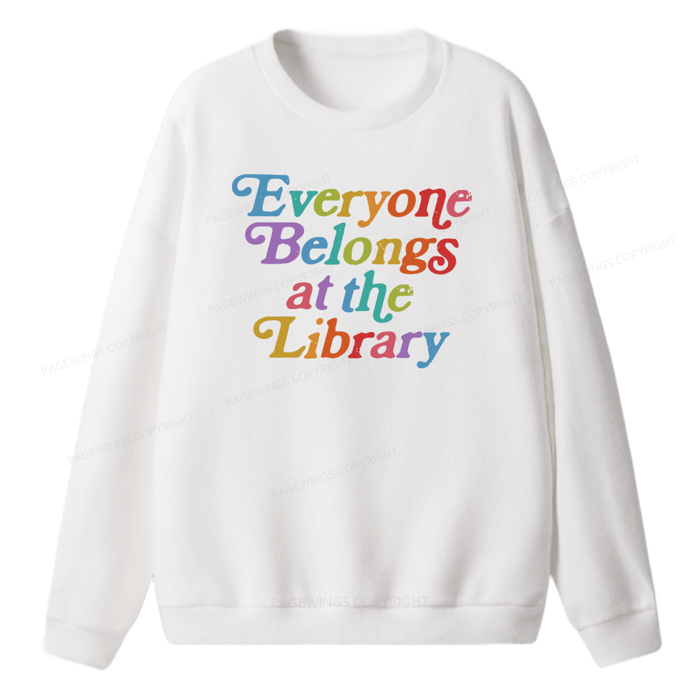 Pagewings Everyone belongs at the library Unisex Knit Sweatshirt