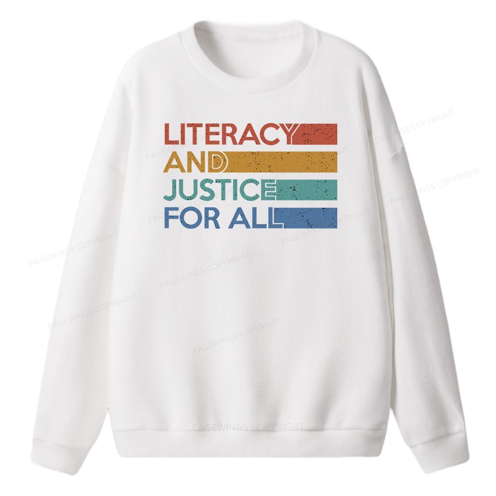 Pagewings Literacy and Justice For All Unisex Knit Sweatshirt