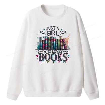 Pagewings Just A Girl Who Loves Books Unisex Knit Sweatshirt