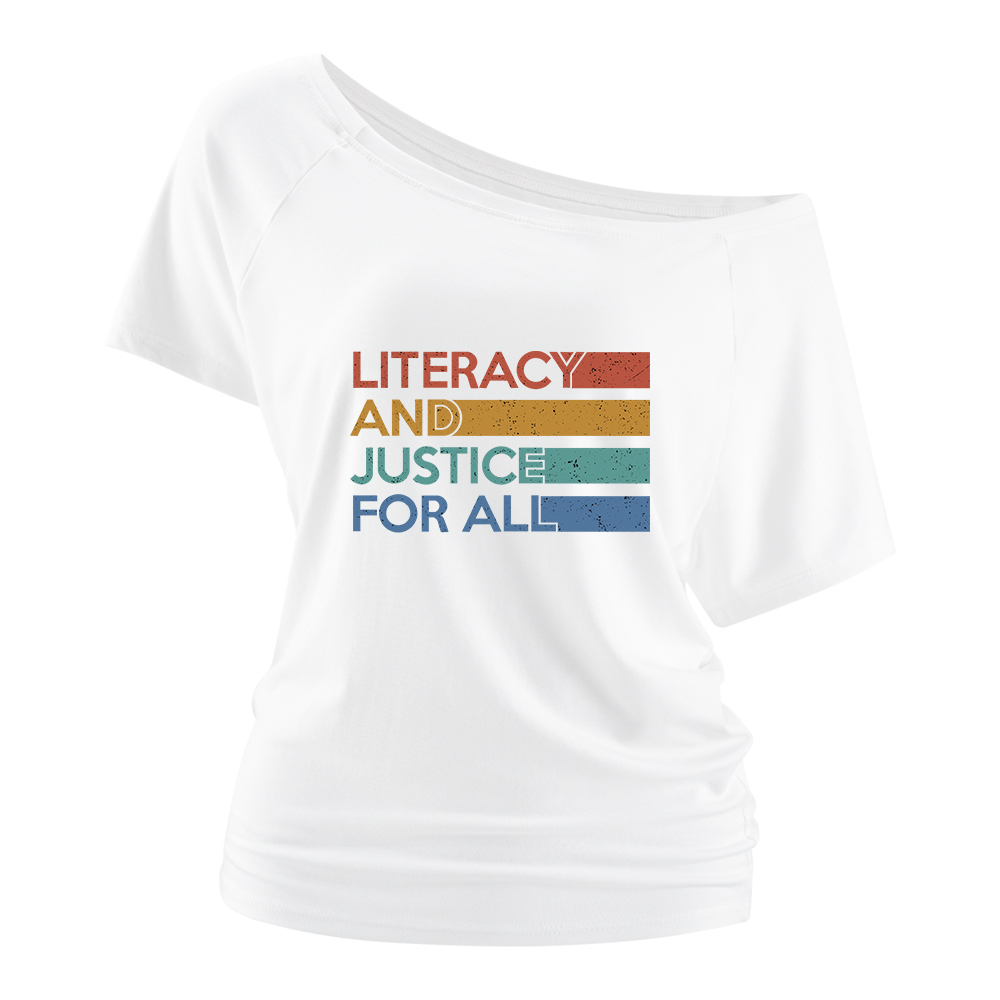 Pagewings Literacy and Justice For All Off Shoulder Top