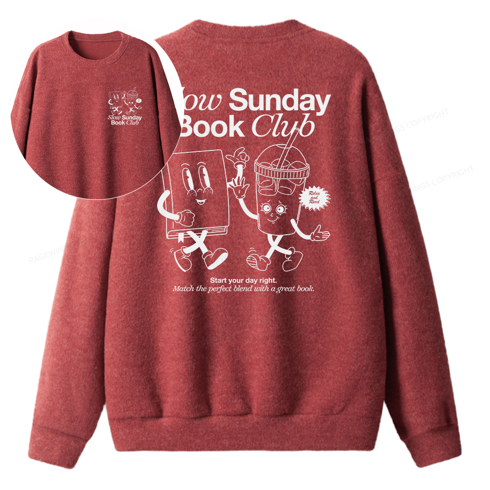 Pagewings Slow Sunday Book Club Unisex Knit Sweatshirt