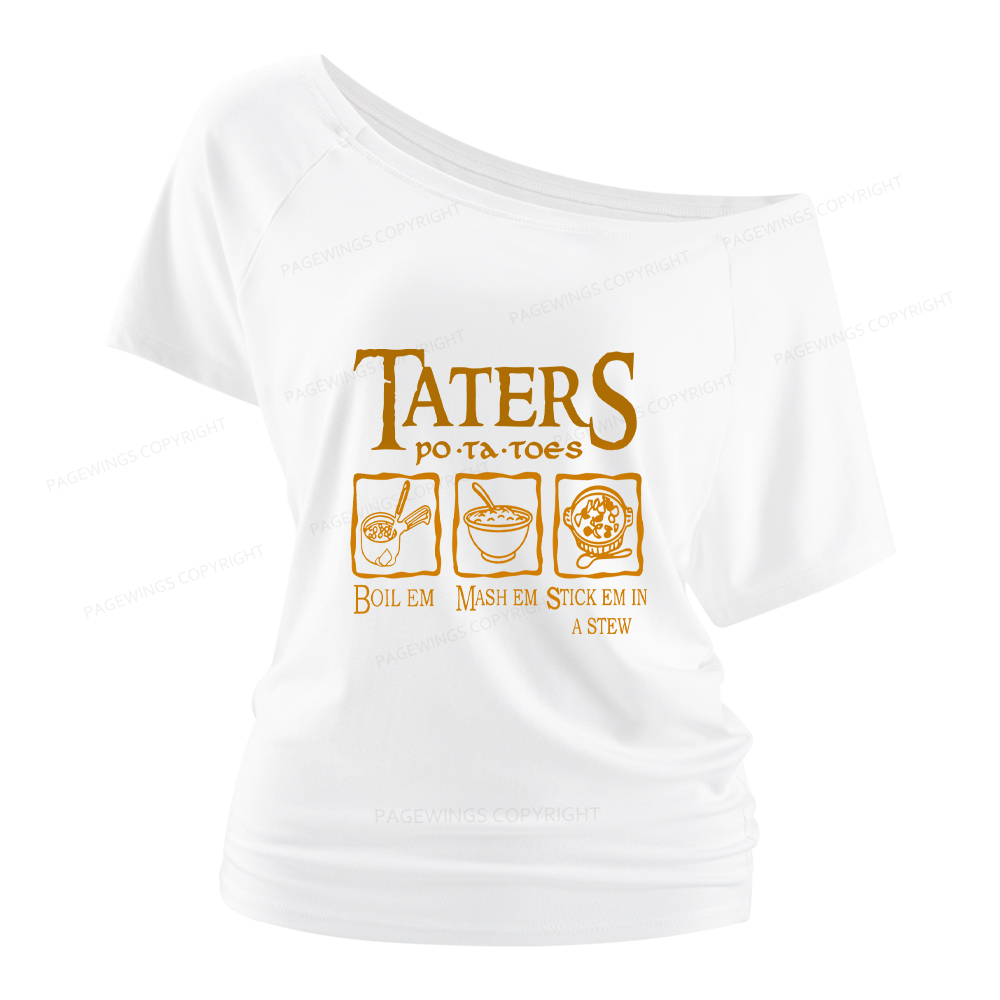 Pagewings Taters PoTaToes Women Off Shoulder T-shirts