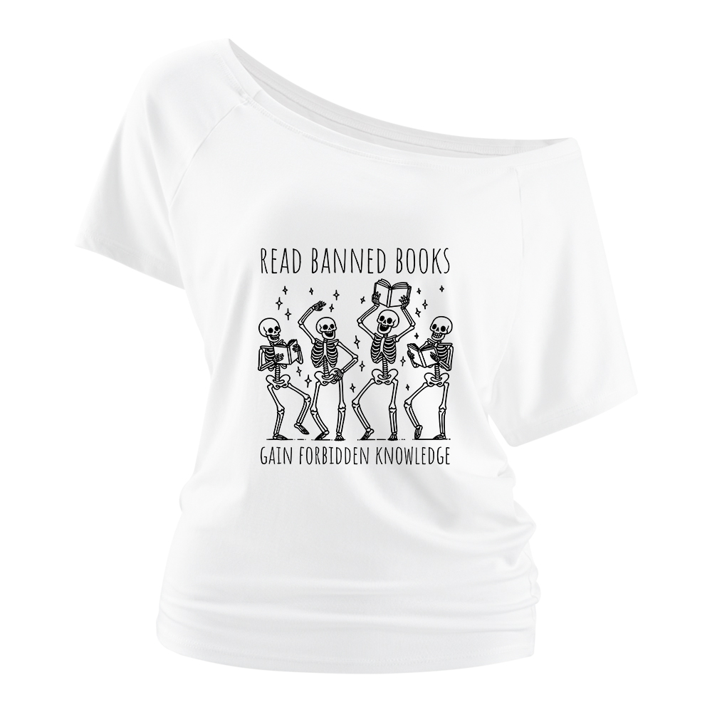 Pagewings Reading Books Tee Book Lover Gift  Off Shoulder Top