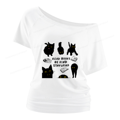 Pagewings Read Books Be Kind Stay Weird Women Off Shoulder T-shirts