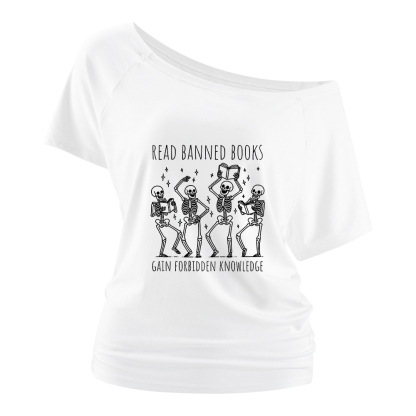 Pagewings Reading Books Tee Book Lover Gift  Off Shoulder Top