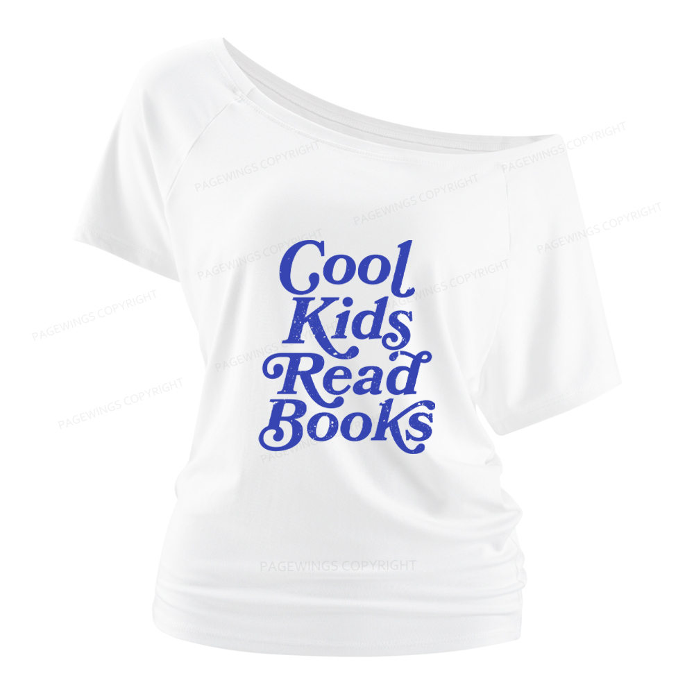Pagewings Cool Kids Read Books Women Off Shoulder T-shirts