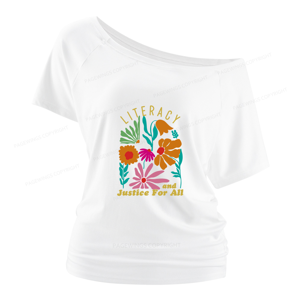 Pagewings Literacy And Justice Women Off Shoulder T-shirts