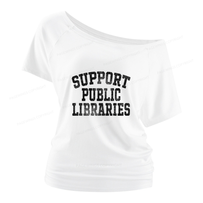 Pagewings Support Public Libraries Women Off Shoulder T-shirts