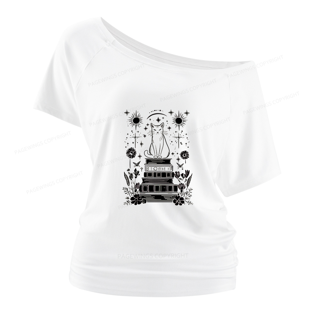 Pagewings Mystical Cat Women Off Shoulder T-shirts