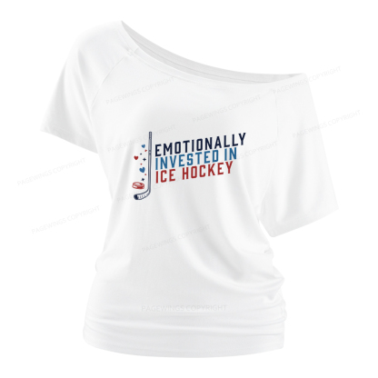 Pagewings Emotionally Invested in Ice Hockey Women Off Shoulder T-shirts