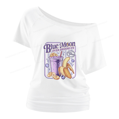Pagewings Blue Moon Over Brooklyn Women Off Shoulder T-shirts