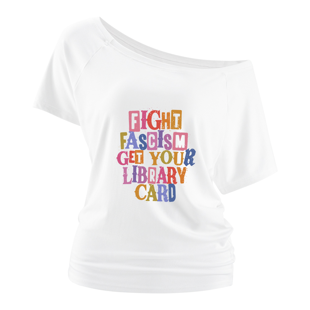Pagewings Get Your Library Card Off Shoulder Top