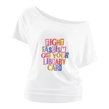 Pagewings Get Your Library Card Off Shoulder Top