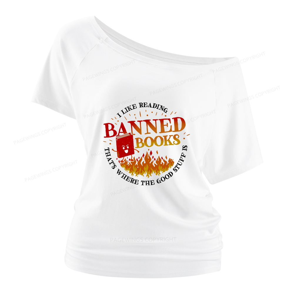 Pagewings Banned Books Women Off Shoulder T-shirts