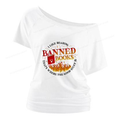 Pagewings Banned Books Women Off Shoulder T-shirts