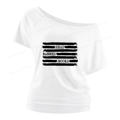 Pagewings Read Banned Books Bookworm Librarian Women Off Shoulder T-shirts