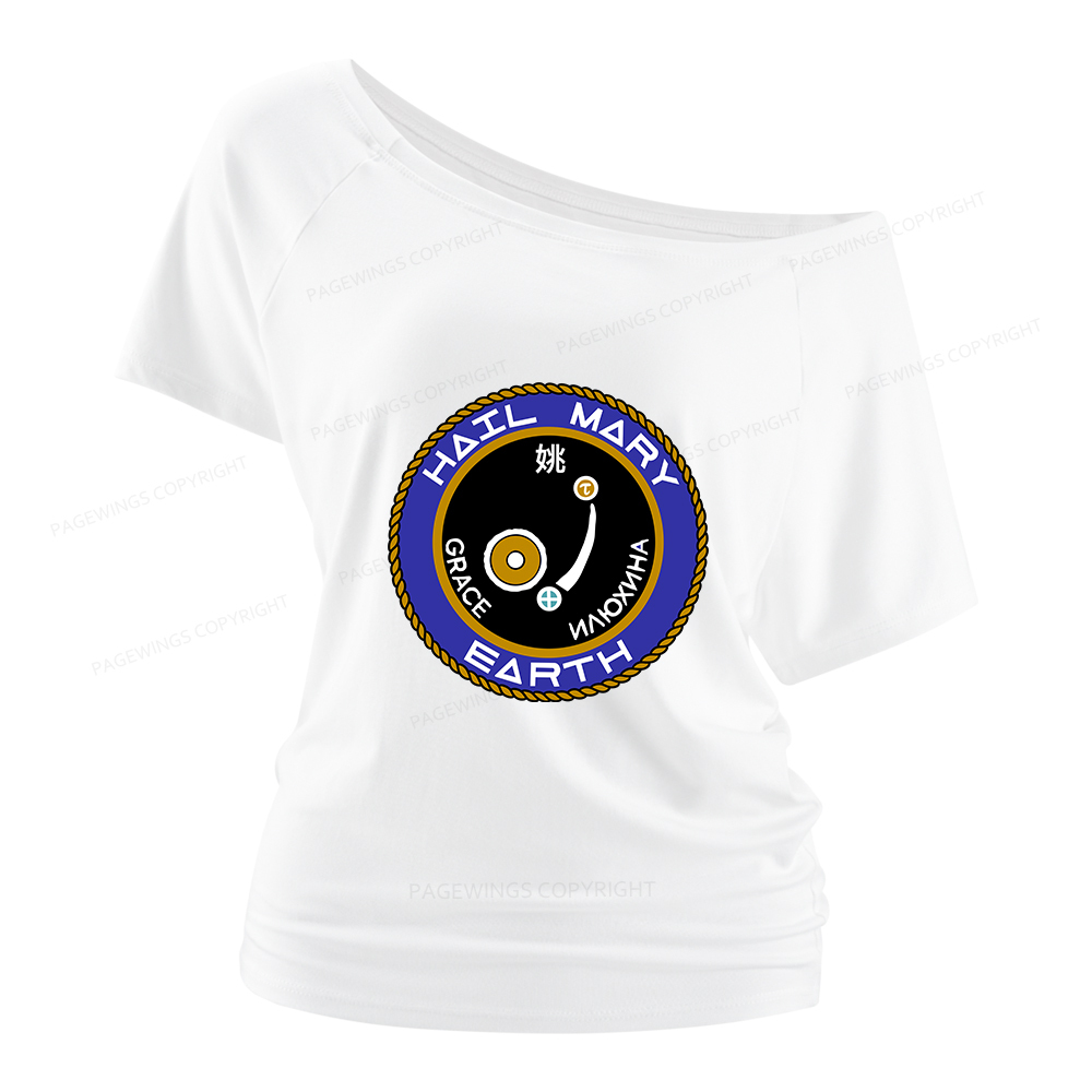 Pagewings Mission Patch Women Off Shoulder T-shirts