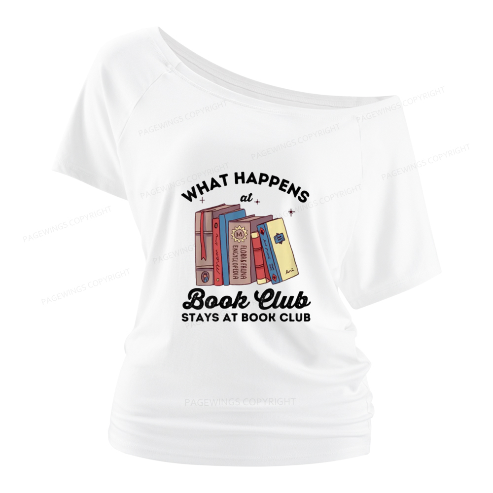 Pagewings Stays At Book Club Book Women Off Shoulder T-shirts