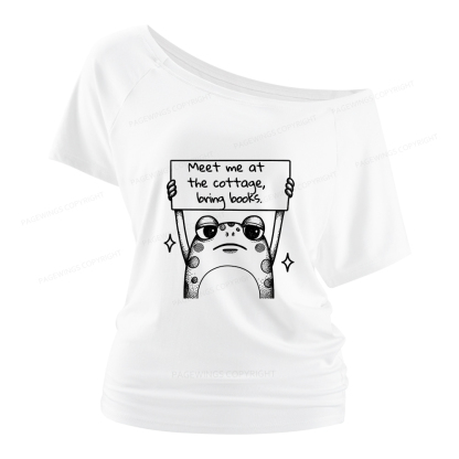 Pagewings Meet Me At The Cottage Bring Books Women Off Shoulder T-shirts
