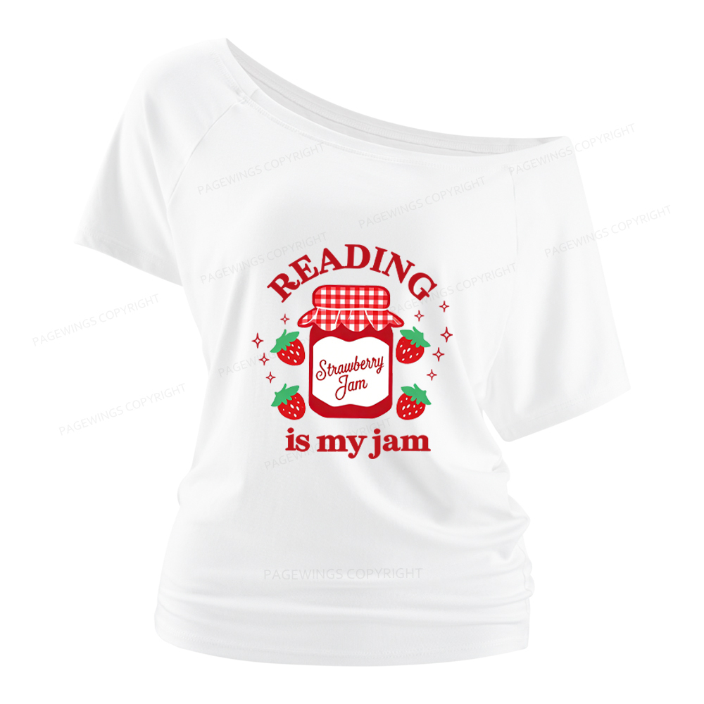 Pagewings Valentines Day Reading is My Jam Women Off Shoulder T-shirts